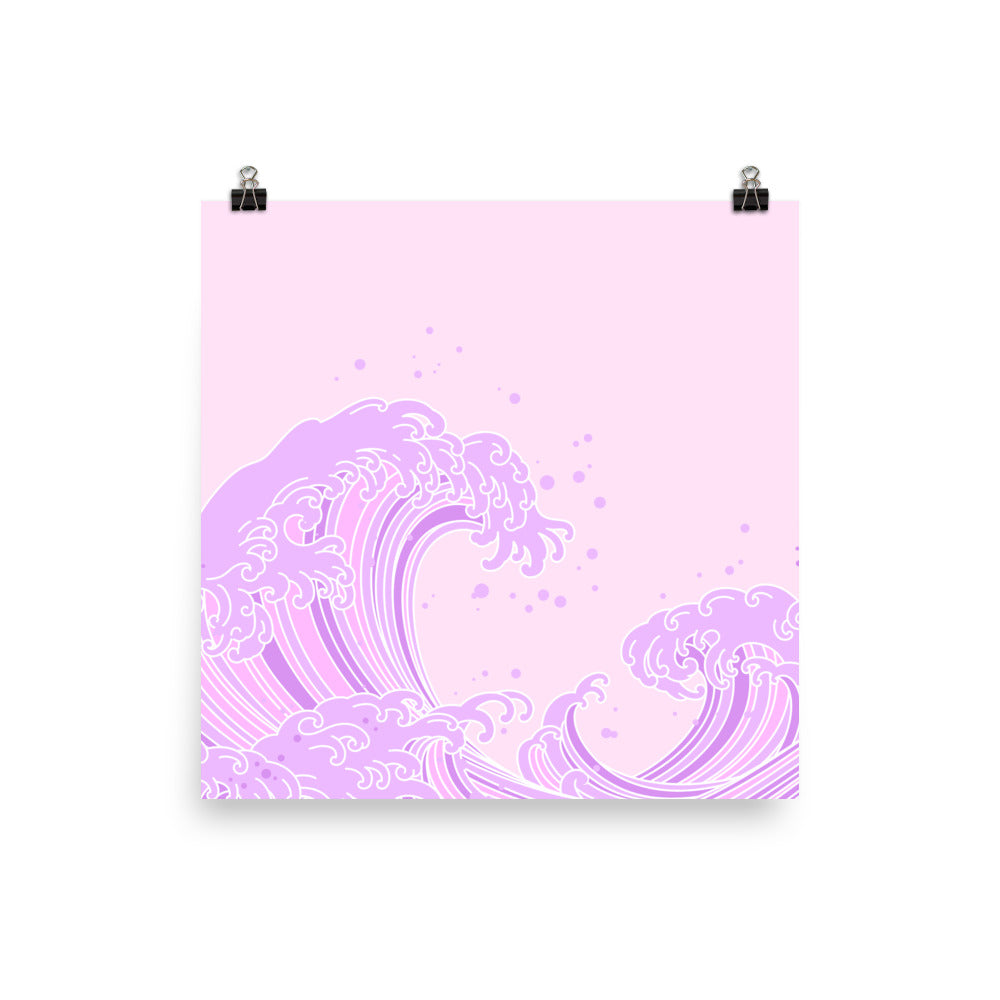 Kawaii Great Wave Kanagawa Poster Print