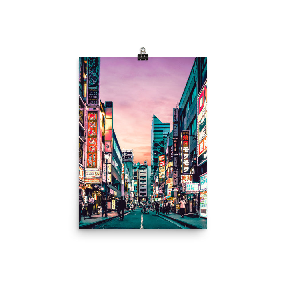 Japanese Kanji Neon Street Poster Print