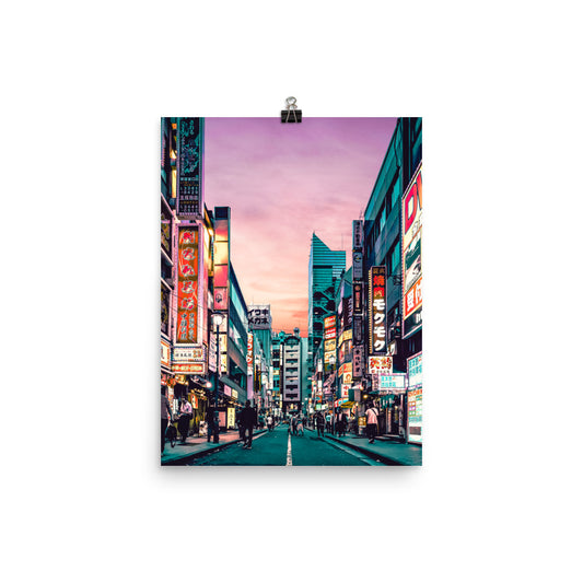 Japanese Kanji Neon Street Poster Print