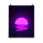 Vaporwave Neon Purple Sunset Sea Poster Print Wall Art