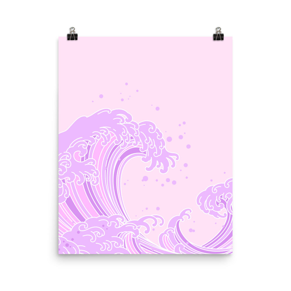 Kawaii Great Wave Kanagawa Poster Print