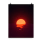 Vaporwave Neon Orange Red Sunset Sea Poster Aesthetic Wall Art Print