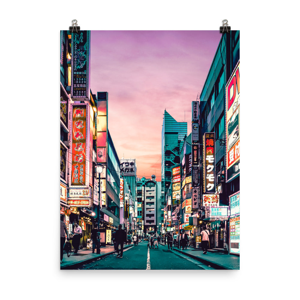 Japanese Kanji Neon Street Poster Print