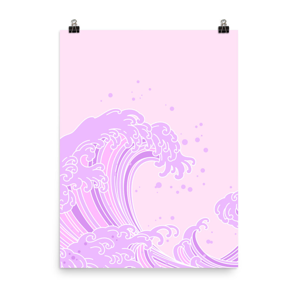 Kawaii Great Wave Kanagawa Poster Print