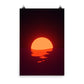 Vaporwave Neon Orange Red Sunset Sea Poster Aesthetic Wall Art Print