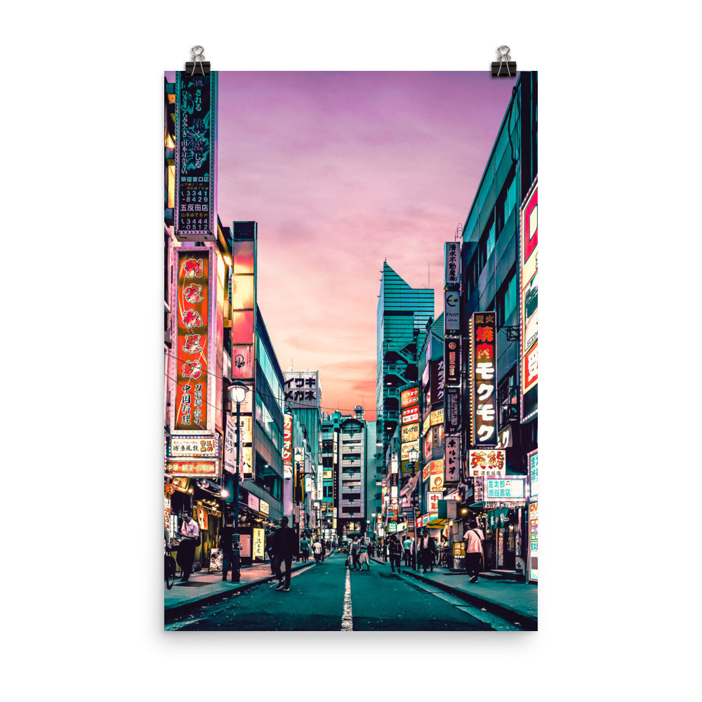 Japanese Kanji Neon Street Poster Print