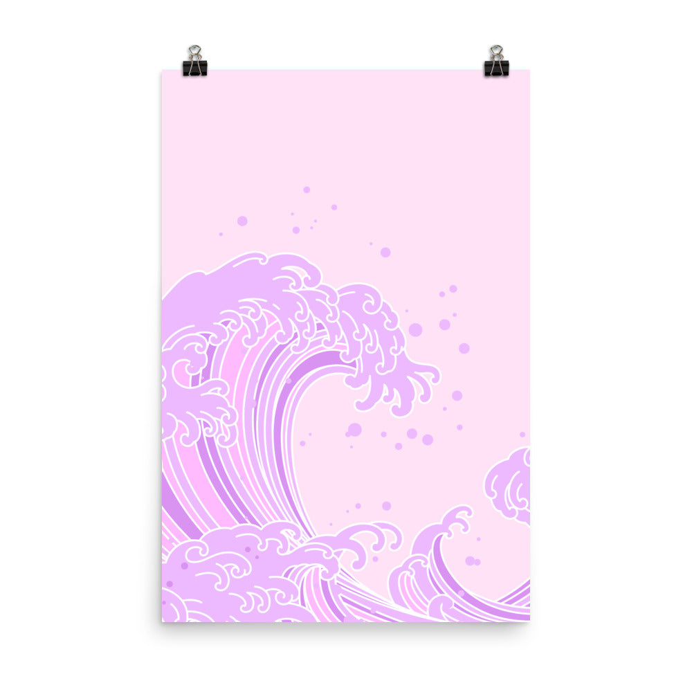 Kawaii Great Wave Kanagawa Poster Print