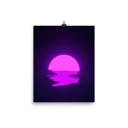 Vaporwave Neon Purple Sunset Sea Poster Print Wall Art