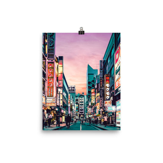 Japanese Kanji Neon Street Poster Print