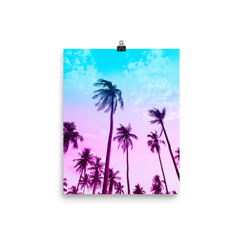 Vaporwave Neon Tropical Palm Trees Poster Wall Art