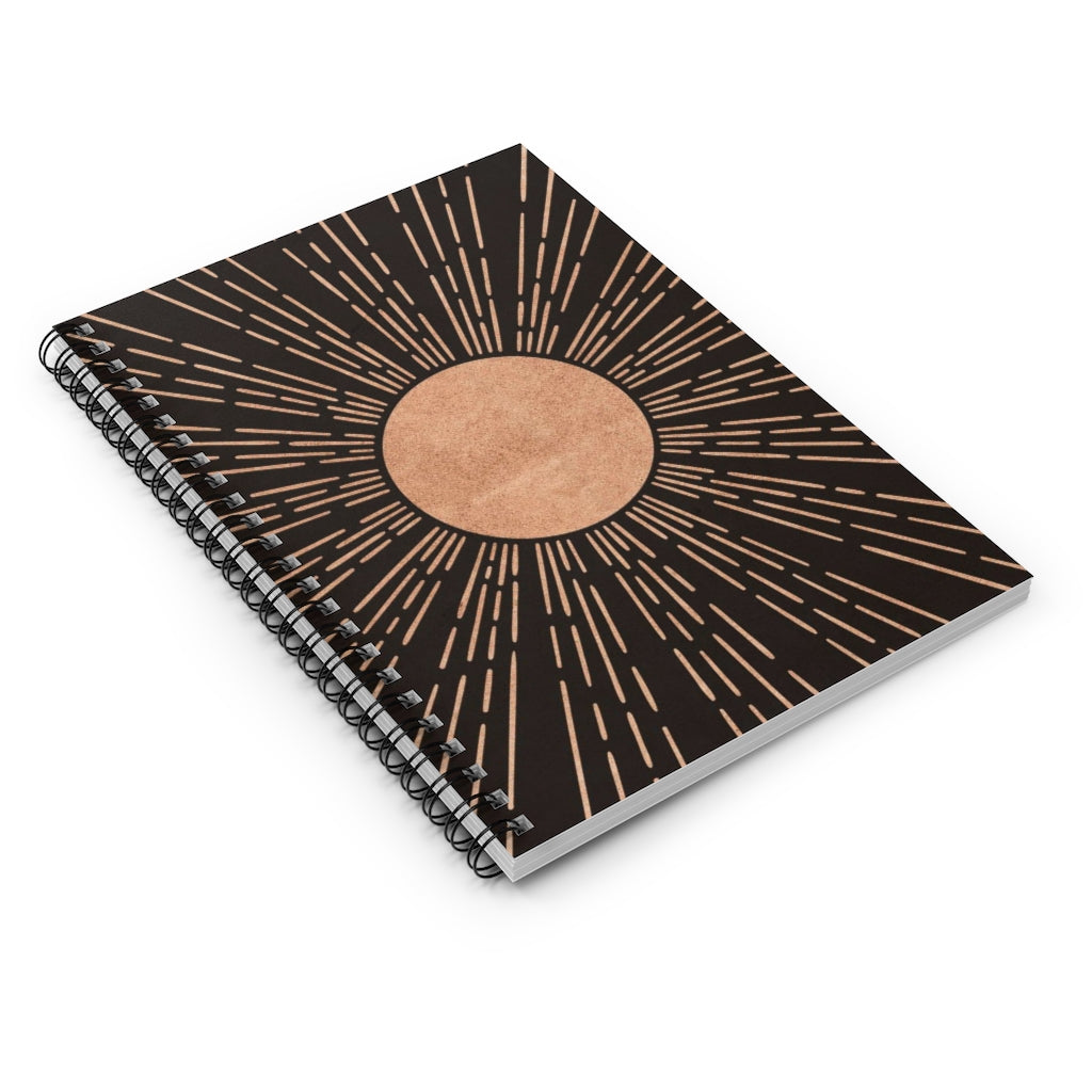 Mid Century Modern Dark Sun Spiral Notebook