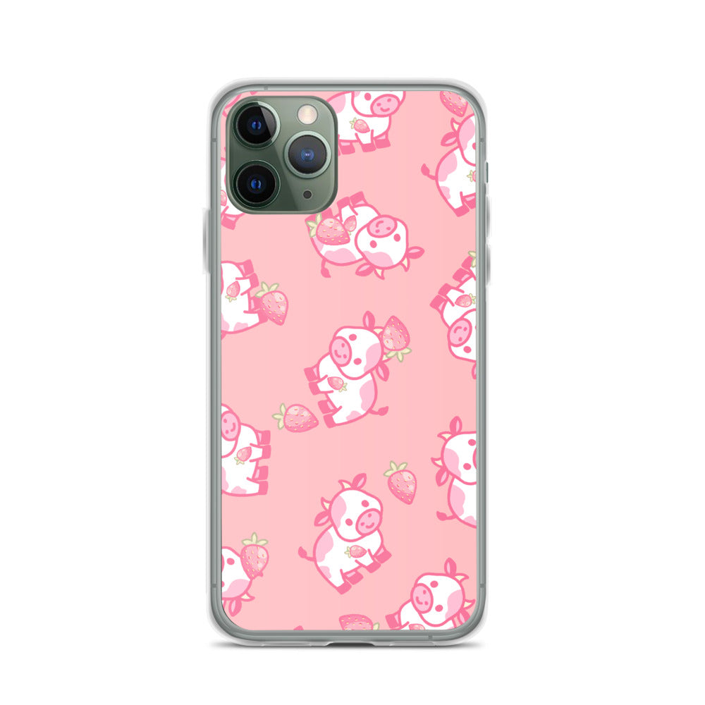 Kawaii Strawberry Cow iPhone Case