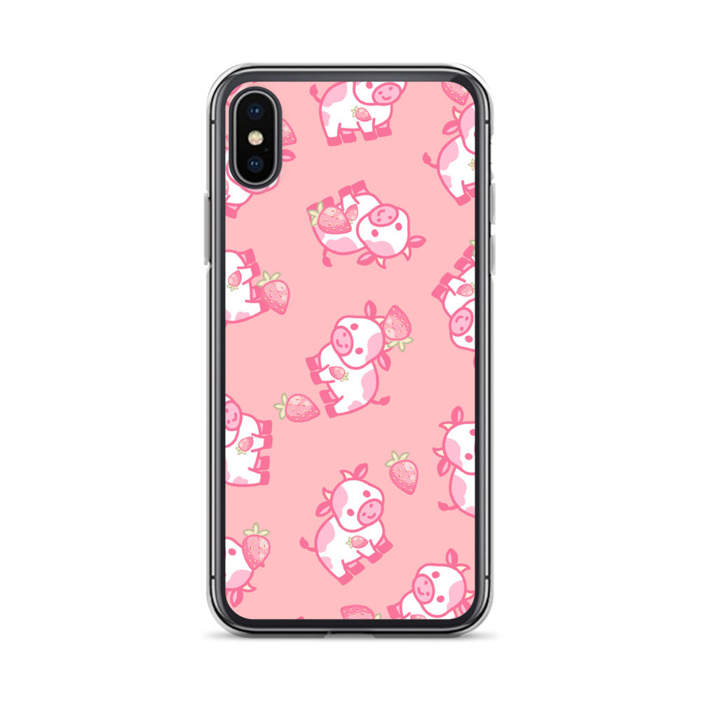 Kawaii Strawberry Cow iPhone Case