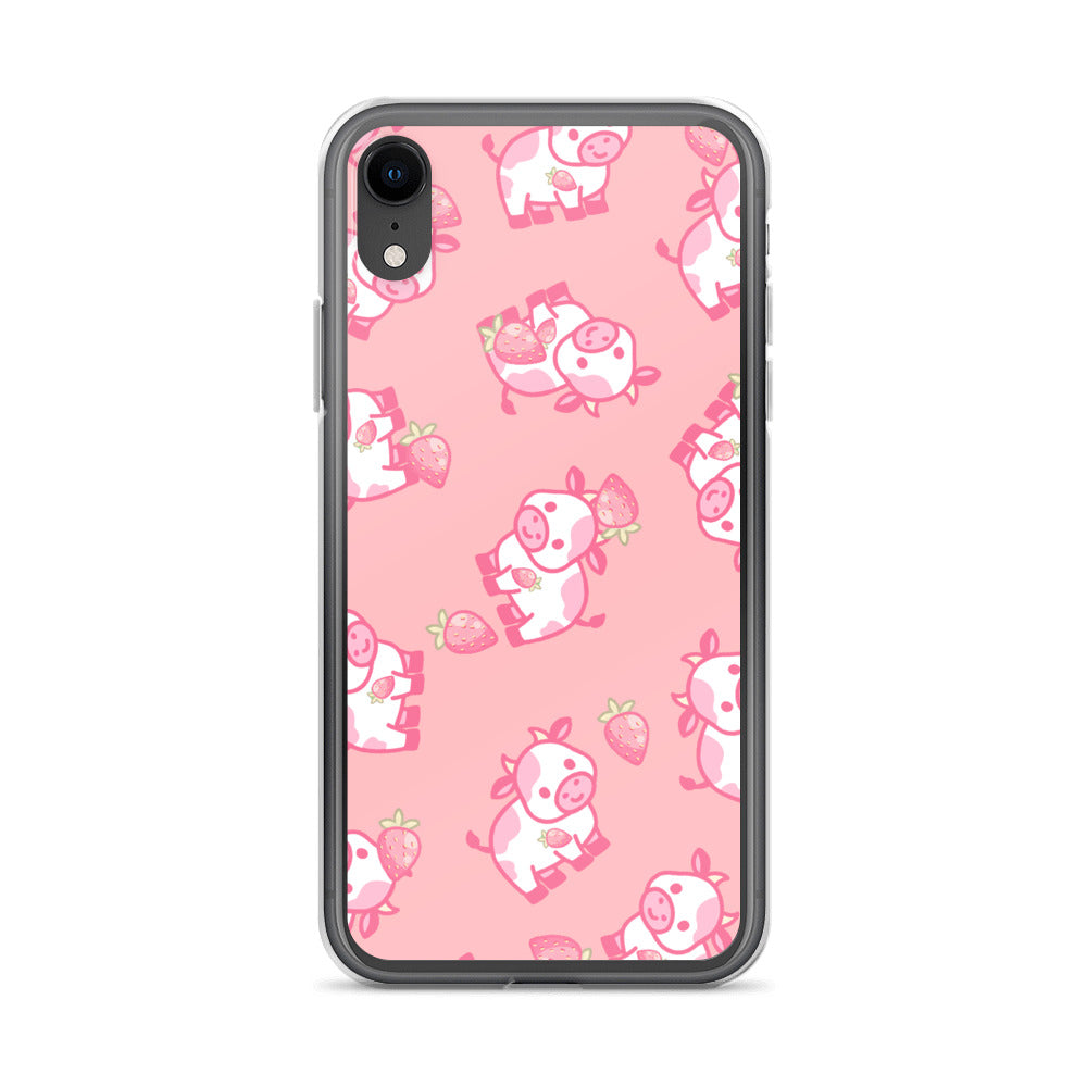 Kawaii Strawberry Cow iPhone Case