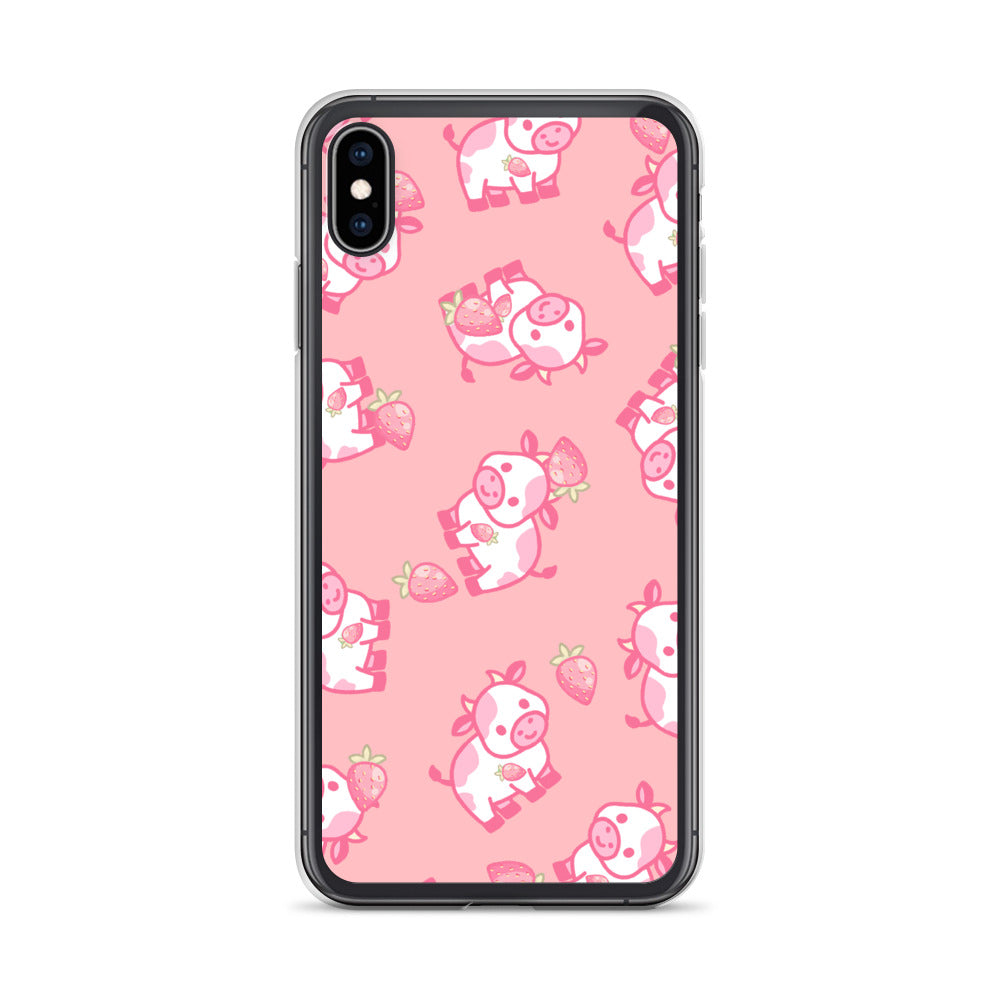 Kawaii Strawberry Cow iPhone Case