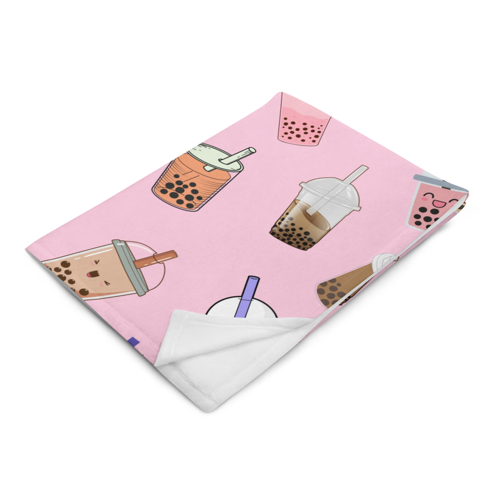 Kawaii Boba Milk Tea Throw Blanket