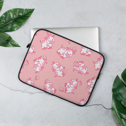 Kawaii Strawberry Cow Laptop Sleeve