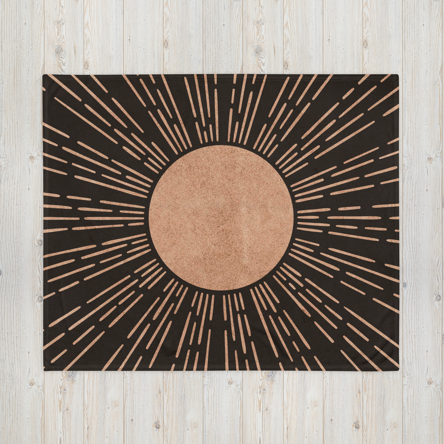 Mid Century Modern Boho Dark Gold Sun Throw Blanket