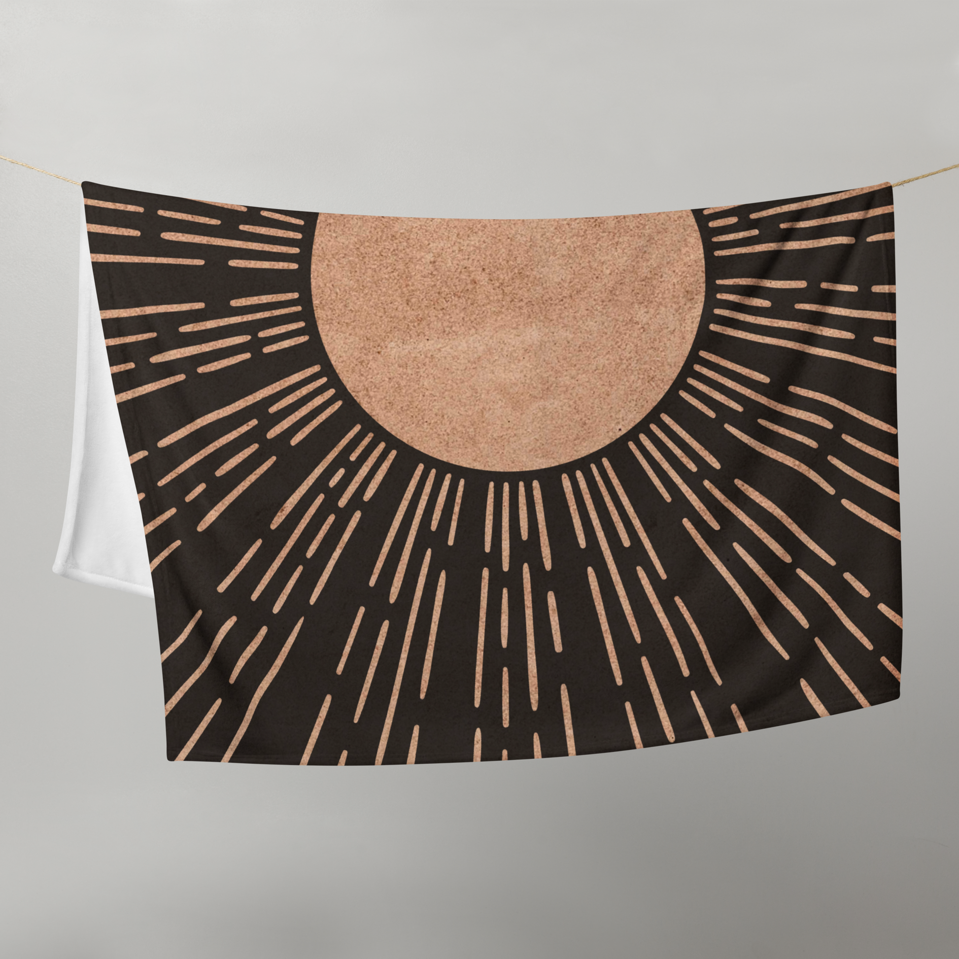 Mid Century Modern Boho Dark Gold Sun Throw Blanket