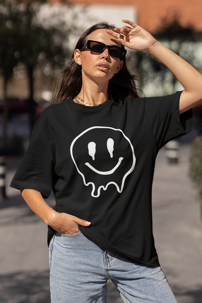 Melting Smiley Face T-Shirt Black