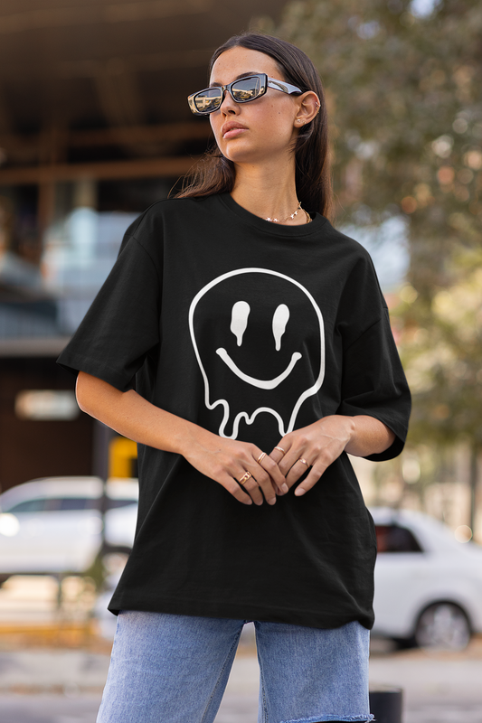 Melting Smiley Face T-Shirt Black
