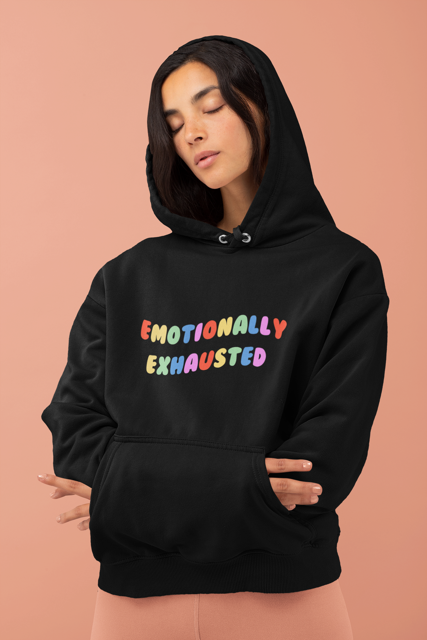 Emotionally Exhausted Edgy eGirl Hoodie Black