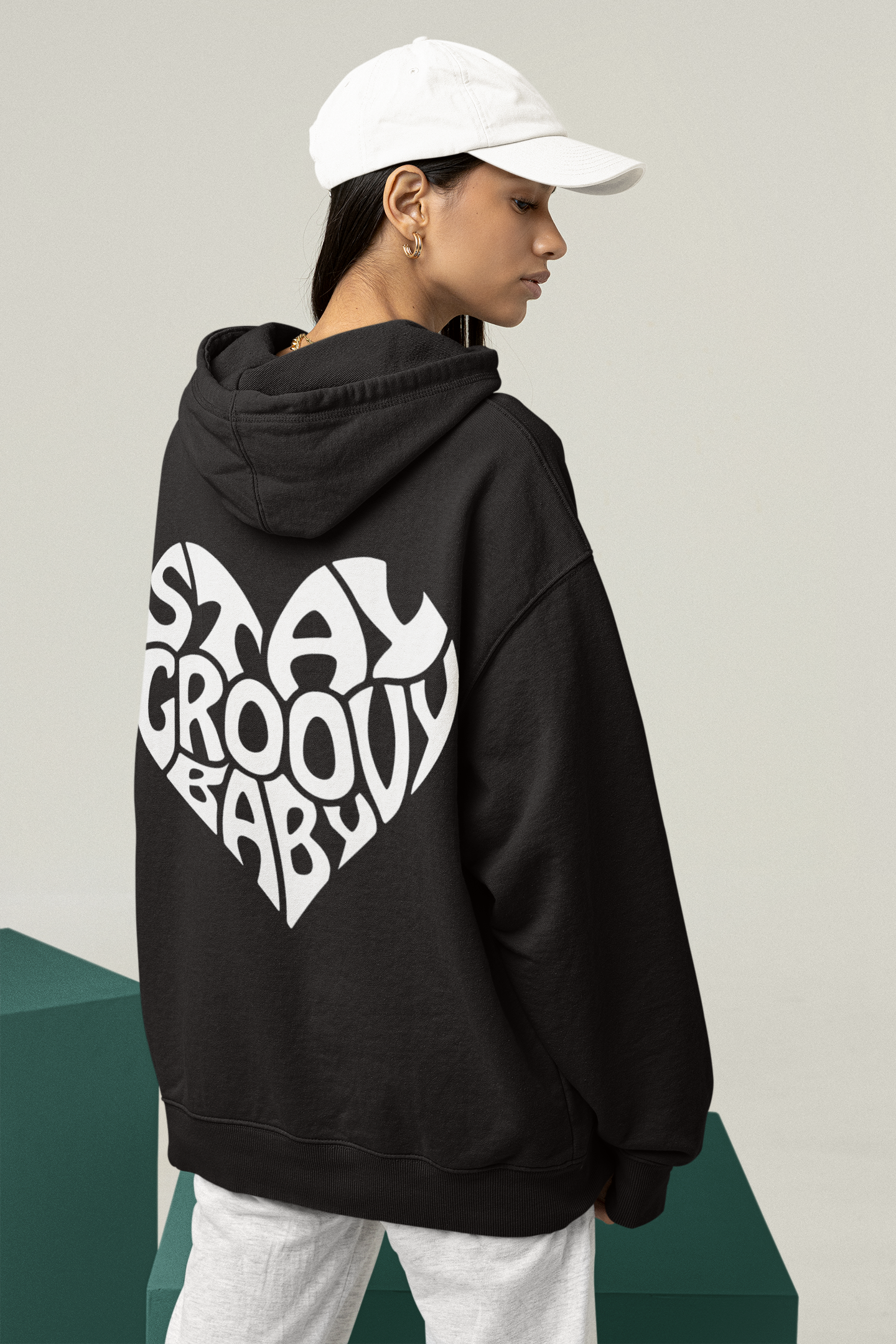 Stay Groovy Baby Hoodie Black