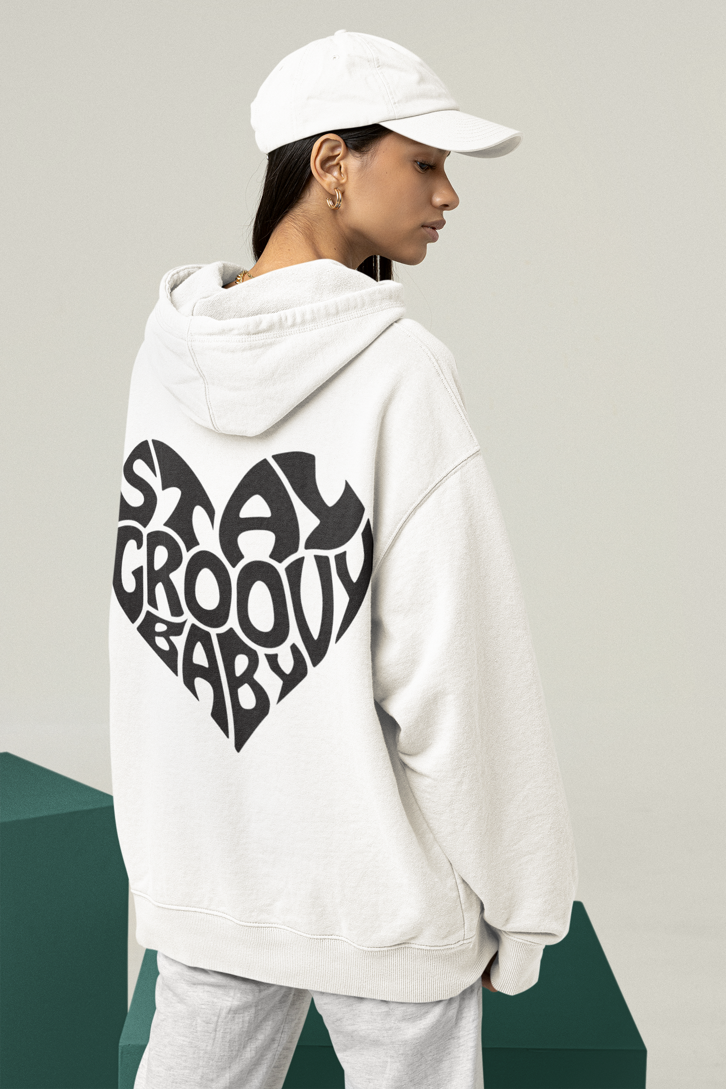 Stay Groovy Baby Hoodie White