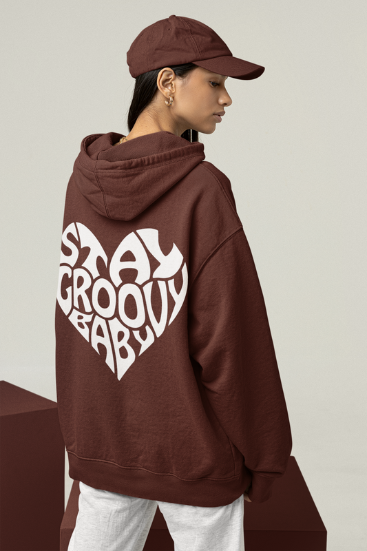 Stay Groovy Baby Hoodie Dark Chocolate