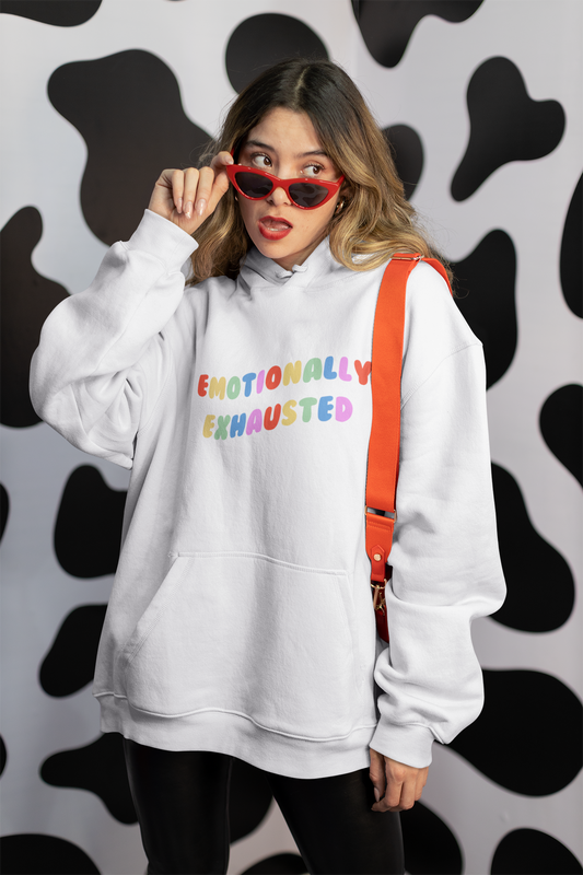 Emotionally Exhausted Edgy eGirl Hoodie White