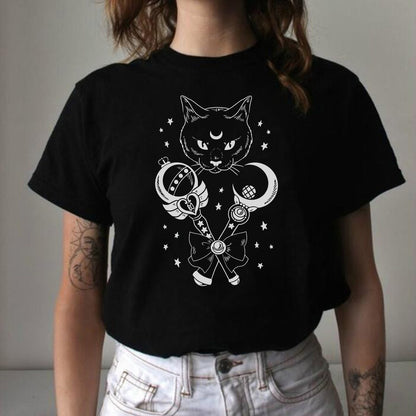 Sailor Moon Gothic Luna Cat Anime T-Shirt