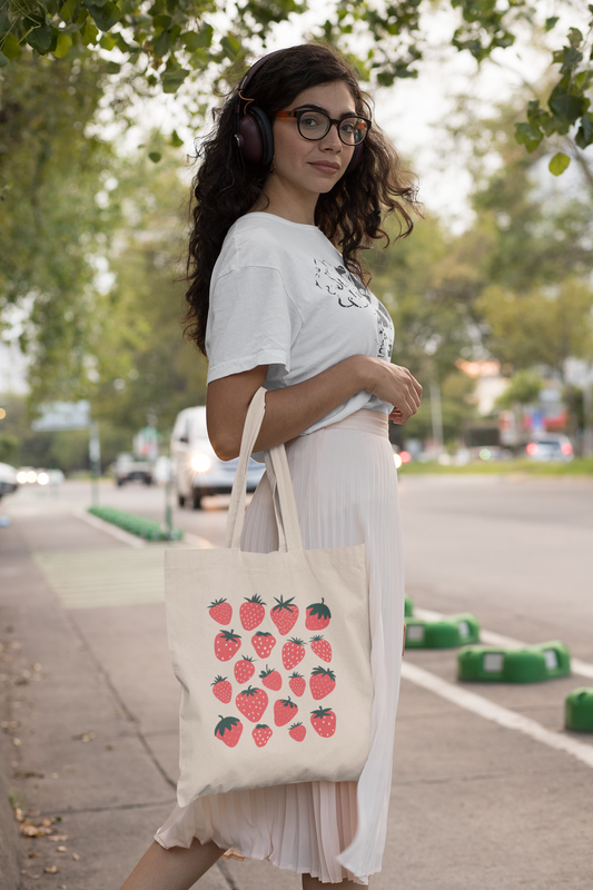 Cottagecore Strawberry Tote Bag