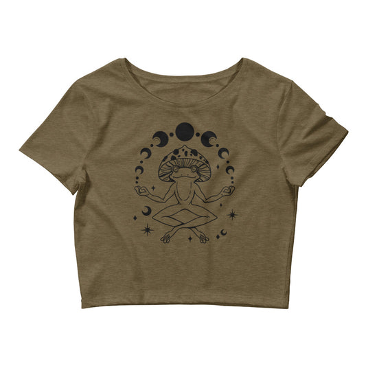 Cottagecore Witchy Frog Mushroom Crop Top Shirt